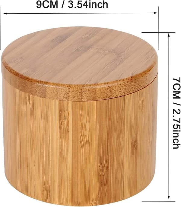 1 Styck Bambu Salt- och Pepparbox Kryddbox med Rund Roterande