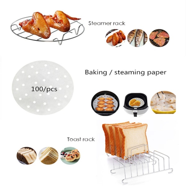Tillbehör till airfryer, 8-tums tillbehör till airfryer, ett set som gör matlagningen roligare, 12-delars set