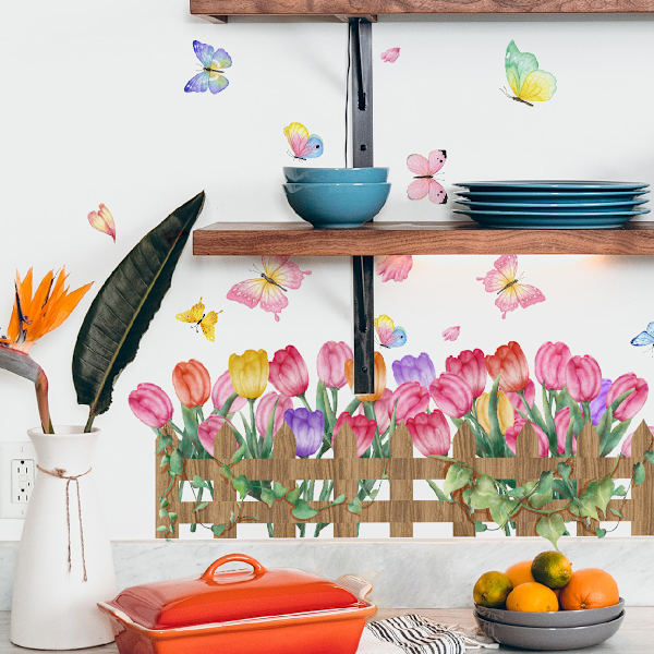 Fjärilsblommor väggdekor Väggdekor Väggdekoration för l
