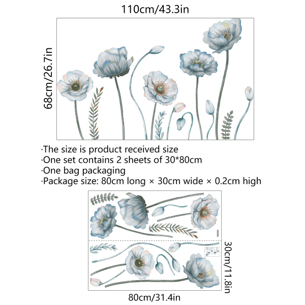 Blå vackra blommor väggdekor Väggdekor Väggdekoration för
