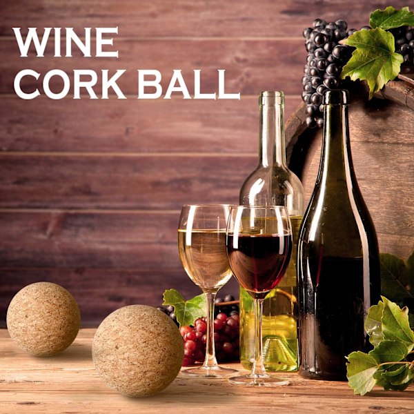 2 Stykker Vinkork Kugle Træ Korkprop til Vin Karaffel Flaske