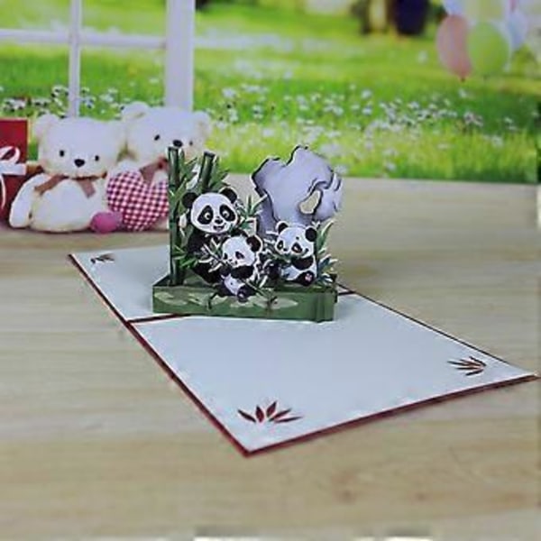 3D Panda Popup -onnittelukortti, Eläinaiheiset Panda-onnittelukortit, Panda Popup -kortti kirjekuorella ja viestillä useimpiin tilaisuuksiin