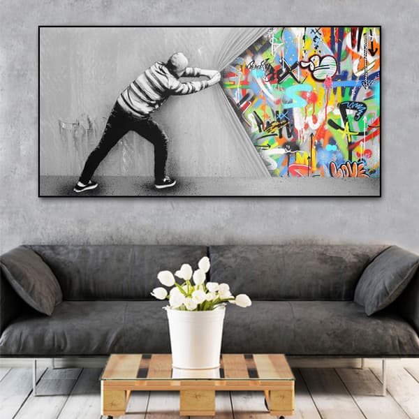 Graffiti Canvas Konst Dekor Bakom Ridån Graffiti Konst Målning