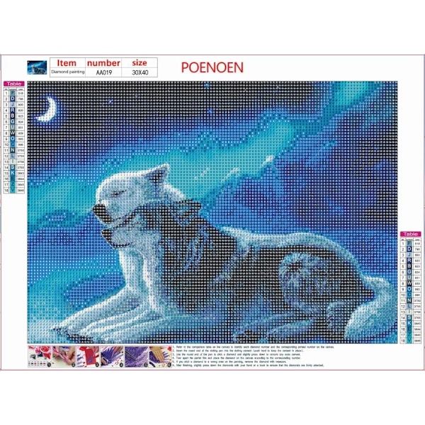 5D Diamond Painting Kit för barn, Animal Wolf Full Rhinestone Dia