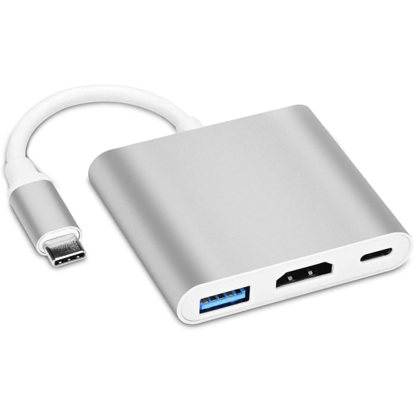 4K USB C till HDMI-adapter, 3 i 1 typ C-omvandlarkabel för MacBo