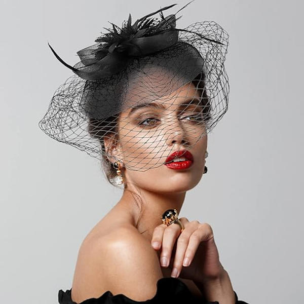 Fascinator Hat Feather Wedding Ladies Day Pannband och Clip Cockt