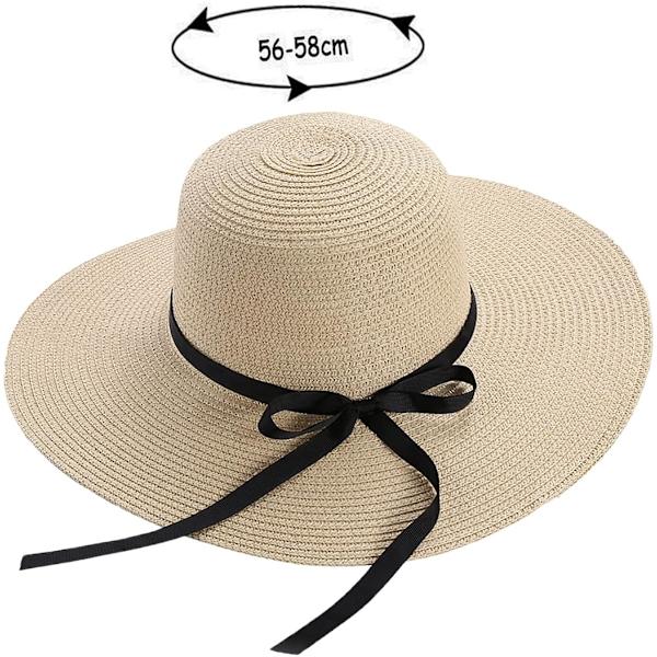 Solhattar Sommarhatt för kvinnor, Stor hatt, Bred brätte, Halm, Folda