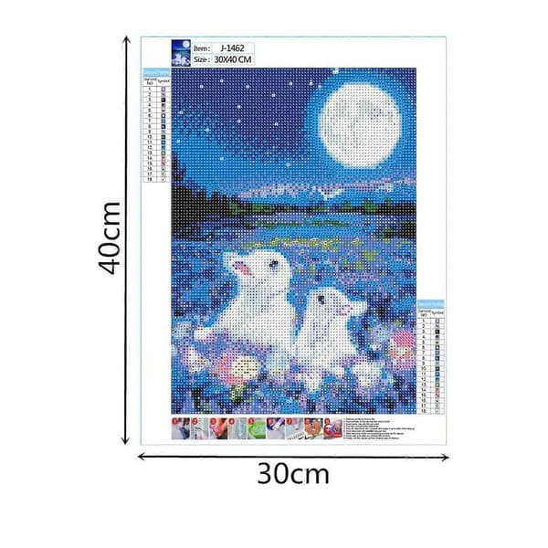 DIY diamantmålning, månhare/30x40cm 30X40cm