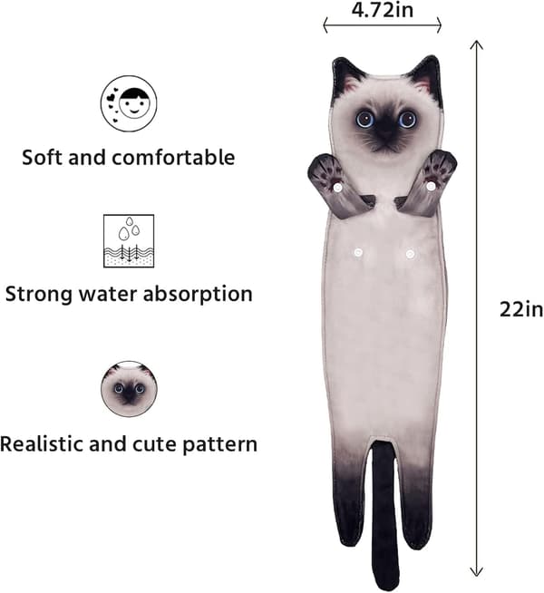 Kat-formede absorberende håndklæder, sødt dyrehåndklæde, håndklæder til K