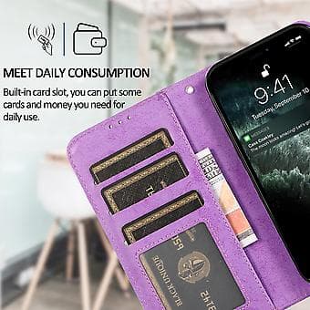 Retro 2 i 1 PU Læder Etui til iPhone 13 Purple