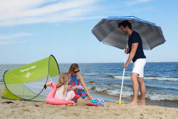 3-pack, paraplyskruvar, strandparaplybas, blå, röd, gul