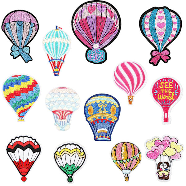 Stryge-på-lap, 13 stk. Varmtluftballon Stryge-på-lap Sticker eller Se