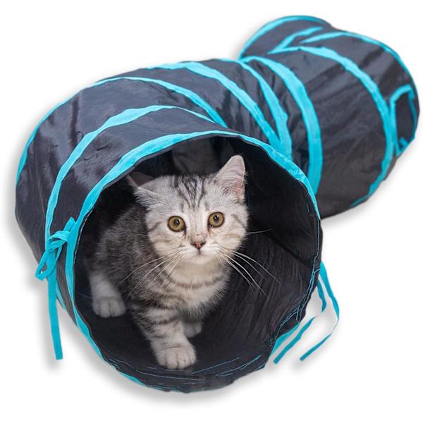 2 Way Cat Tunnel, hopfällbart Pet Tunnel Tube Interactive Toy Cat Tu
