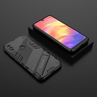 Slankt deksel for Redmi Note7 Støtsikkert tolags stativdeksel Black