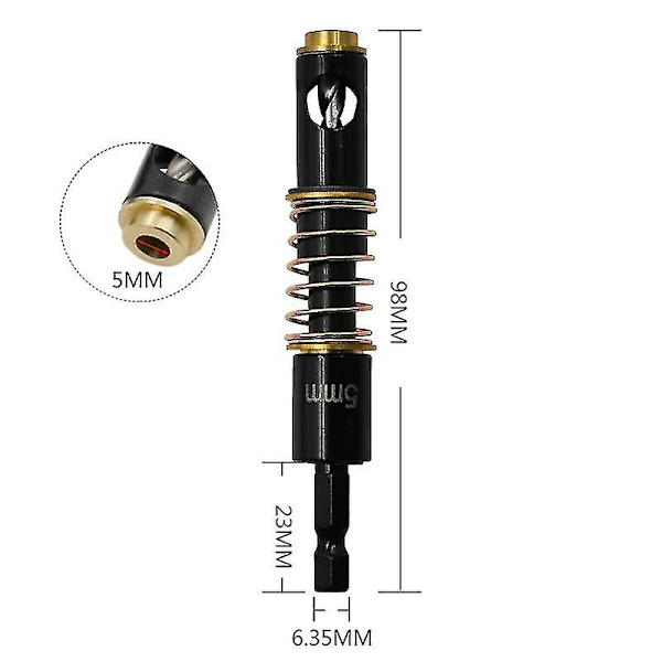 Set 5 mm 1/4 tum Självcentrerad styrskär skarp borr