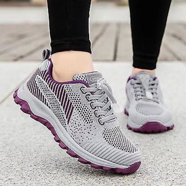 Damskor för löpning med andningsbart nät, halkfria sneakers för fitness, sport, gym, jogging, tennis (38 svart)