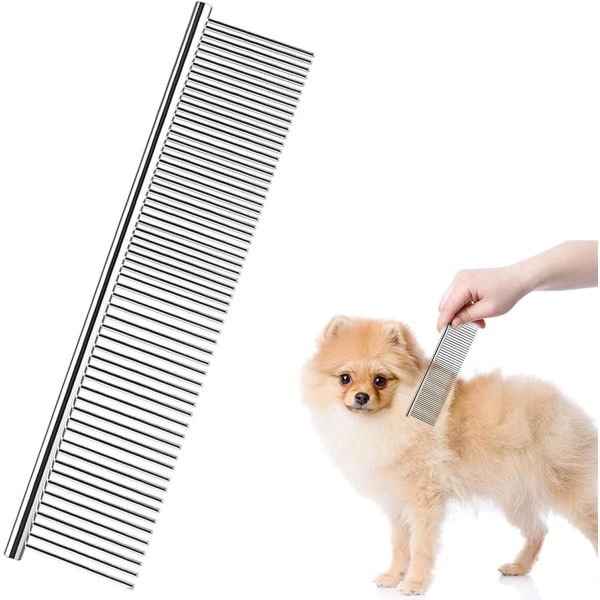 (19 x 4 cm)，2 st Katthundkam i rostfritt stål - Dog Grooming Com