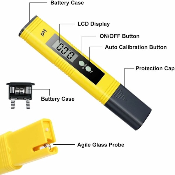 Professionell Ph Tester, Auto Calibration Function och 0.00-14.00