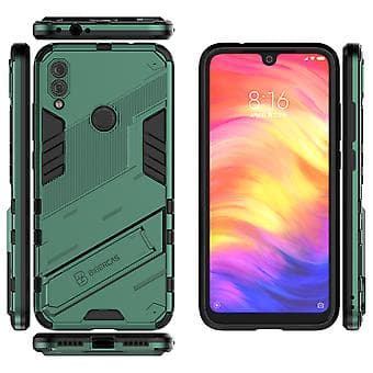 Slankt deksel for Redmi Note7 Støtsikkert tolags stativdeksel Green