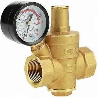 Trykreducer DN25 Justerbar vandtryksreducerende regulator, messing vandtryksreducerende ventil + manometer vandtryksmåler (DN25). -