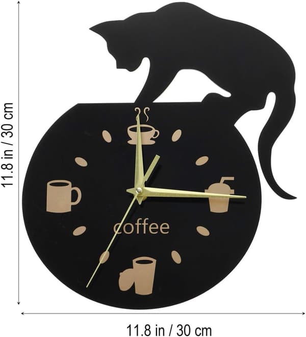 Klocka katt kit Kitty Clocks The Original Coffee Black kat-Silent C