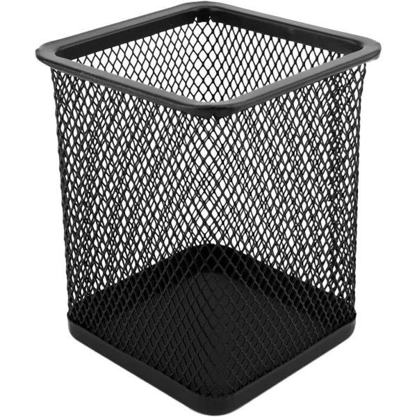 Fyrkantig Metal Pennhållare - Metal Cube Pennhållare - Black Mesh Mult