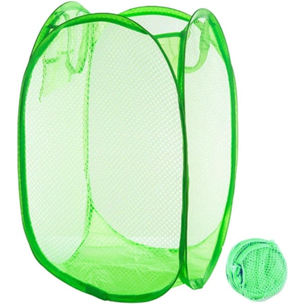 (Grön) Hopfällbar mesh tvättkammare för sovrum, barnkammare, Dor