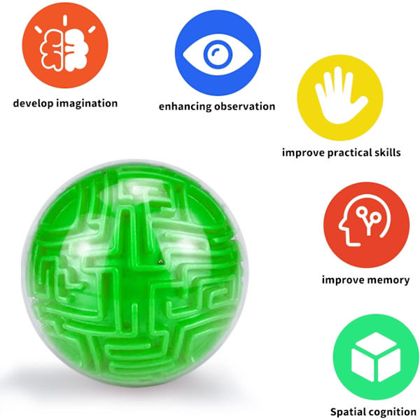 Puzzles Brain Game (Grön) - 3D-labyrint med utmanande utmaningar
