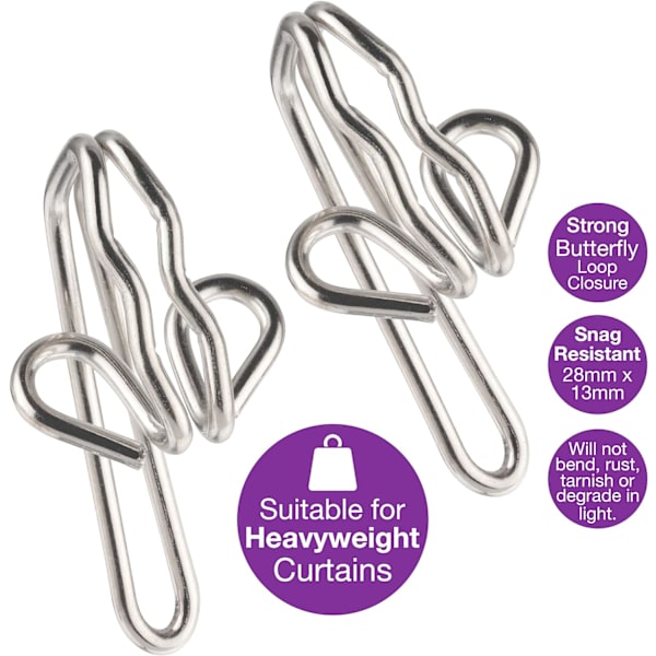 Kraftiga Metallgardinkrokar (50-pack) Gardiner, Draperier, Rynkband