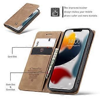 CaseMe-013 Læder Etui Til iPhone 13 Til iPhone 13 Brown