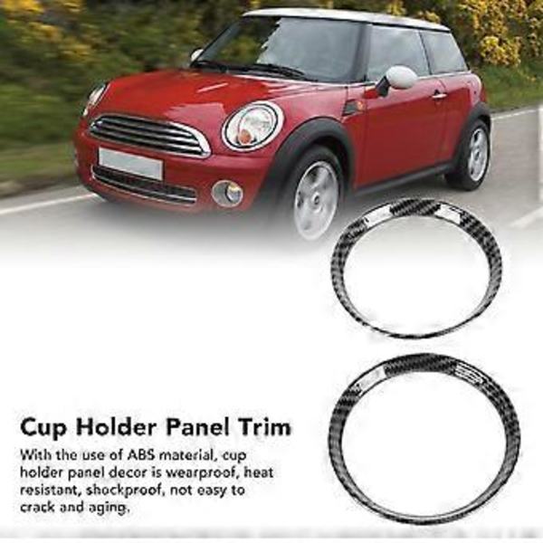 2 st Cup Holder Panel Cover i kolfibermönster Anti Scratch för Cooper R54 R55 R56 R60 ( )