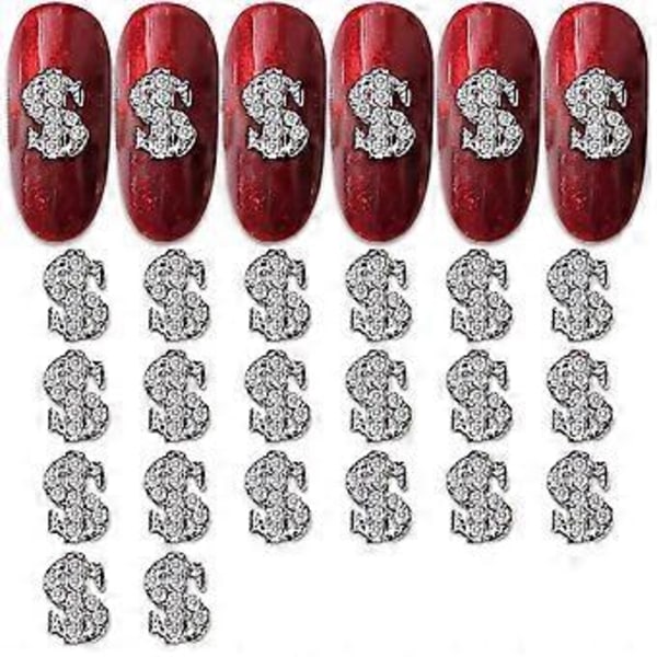Eleganta Nagelkonstdekorationer, Klara Falska Diamanter Dollartecken Nagelberlocker För Kvinnor Flickor Hantverk Smycken DIY, Glänsande Silverlegering Förbättrar Din