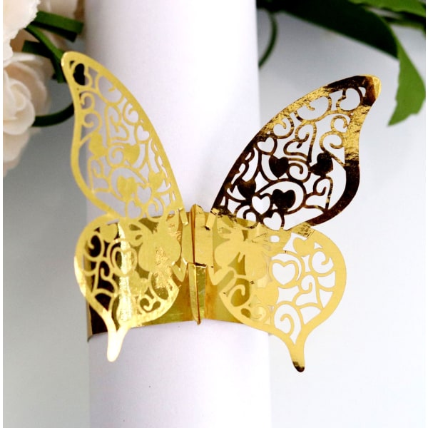 Butterfly Servettringar Servettpappersring för bröllopsgemenskap Gr