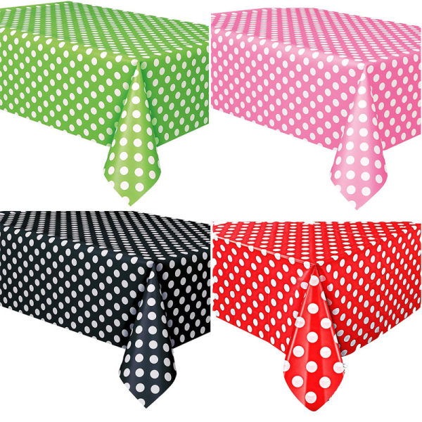 1 ST (Gul) Rektangulär 137 x 183 cm Polka Dot PVC Vaxduk Bord