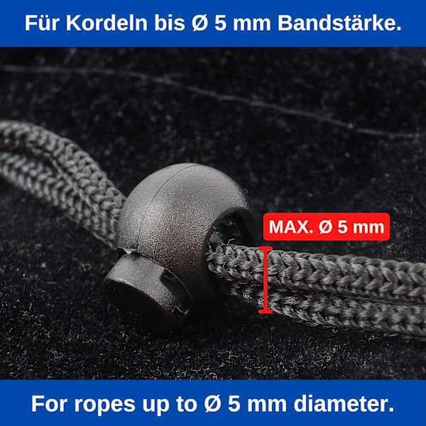 12 st sladdstoppare, 1 hål, 22 x 17 mm, hål 6 x 4,8 mm, idealisk för