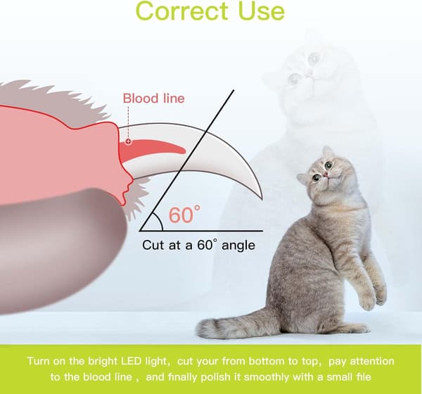 Negleklippere med LED-lys til hunde og katte Neglesaks til