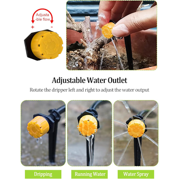 200 st 1/4" bevattningsdroppare, justerbar droppbevattning Irriga