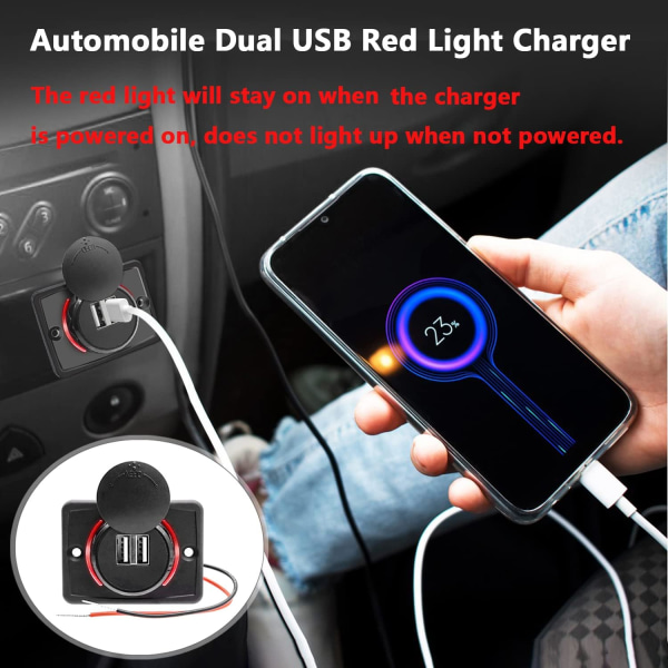 (1 stk) 12V USB-stik 12V USB-port Dobbelt USB-stik Autocamper