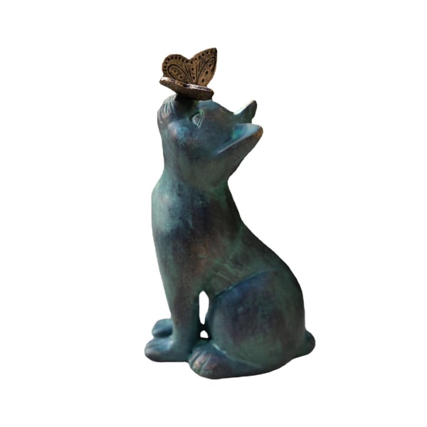 Butterfly Cat Statue, Resin Curious Cat Figurine, Outdoor Animal