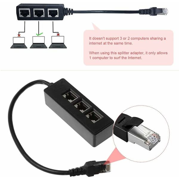 RJ45 Ethernet Splitter Kabel, Ethernet Lan Netværksforlængerkabel