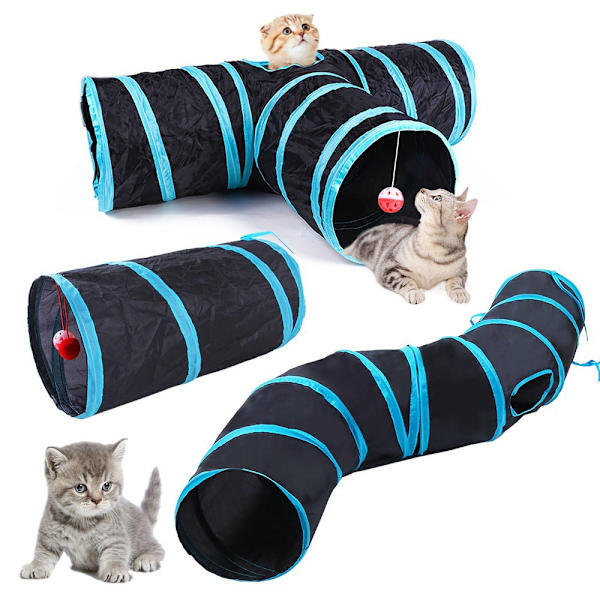 2 Way Cat Tunnel, hopfällbart Pet Tunnel Tube Interactive Toy Cat Tu