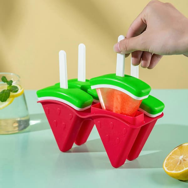 4-hulls silikonisform DIY ispinnerform Matkvalitets silikonmateriale Vannmelonformede håndlagde dingser