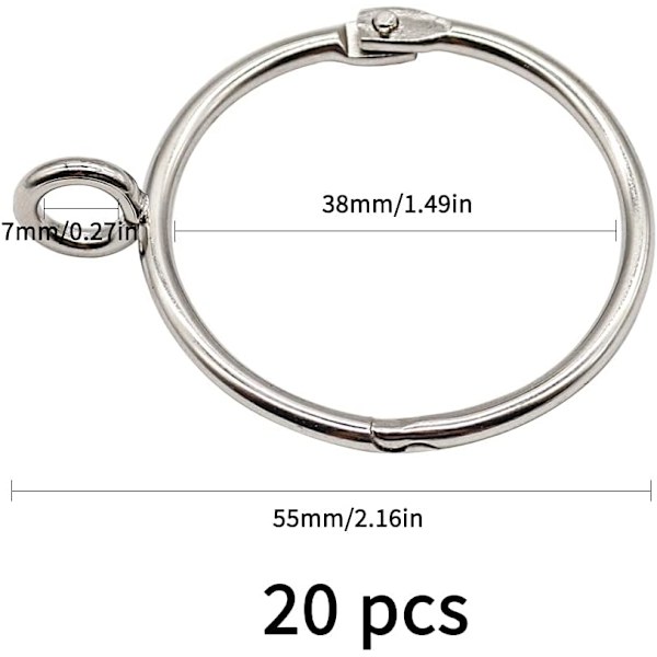 Gardinringe, 20 stk. 38 mm Gardinophæng i rustfrit stål R