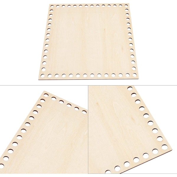 4 Storlekar 10/15/17/20 cm, Hål: 8 mm Träkorg Botten Square Wo