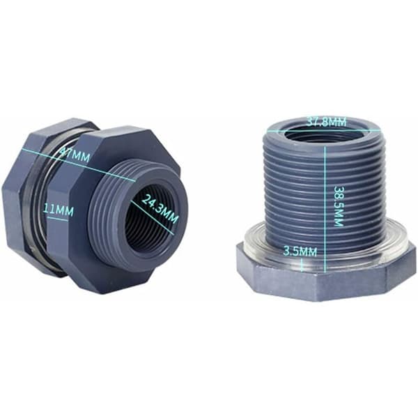 Vandtankforbindelse, haveslangesæt med 2 stk. 1,9 cm PVC Bulkhea