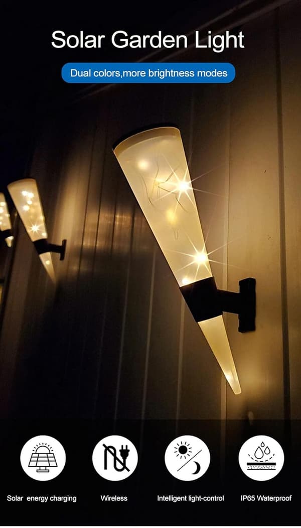 2-pak solcellevæglampe udendørs dekoration solcellelampe udendørs have