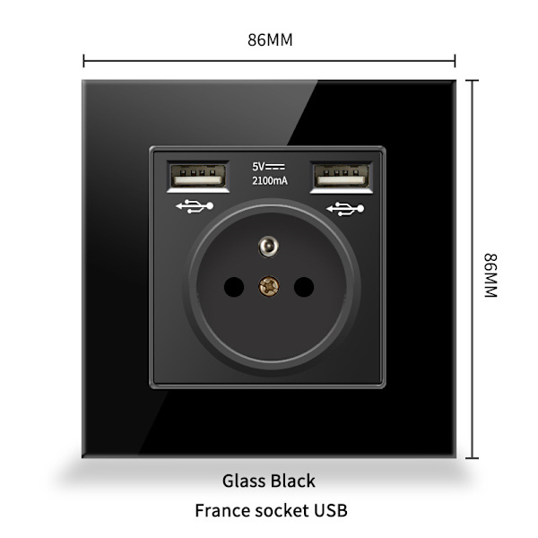Ranskalainen pistorasiapaneeli Type-c+USB16A Type 86, pistorasioiden määrä: 2 h
