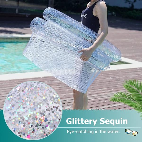 Oppustelig Pool Float, PVC Sammenklappelige Flydende Oppustelige Senge, Po