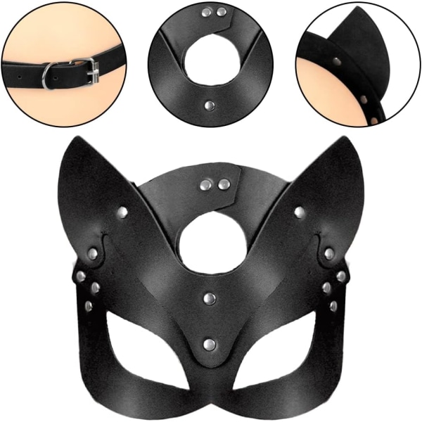 Kvinnor Läder Kattmask Kvinnors Mask Sexig Half Face Eyemask Veneti