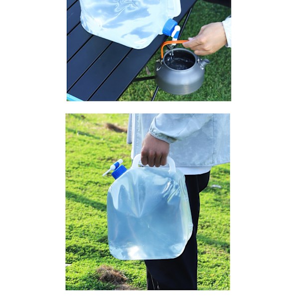 2-pack hopfällbar vattenkokare, 15L portabel vattenförvaringskokare för camping, lämplig för utomhuscamping och vandring, blå Blue 15L
